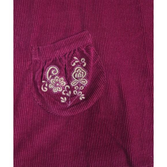 VTG 1990s–2000s April Cornell Corduroy Mini Dress Embroidered Pockets M/L - Picture 3 of 9